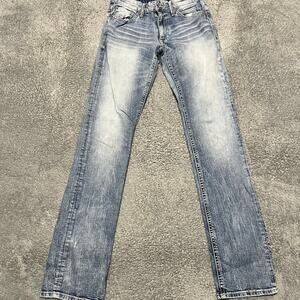 BKE Jeans Mens 30 (30x35) Jake Straight Thick Stitch Western Blue Denim Pant